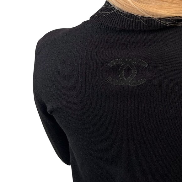 CHANEL Vintage P42169 CC Logo Turtleneck Knit Sweater Top #34 Stripe [106034]